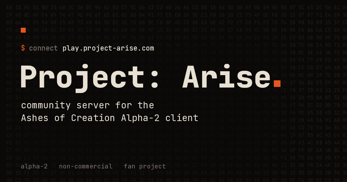 Project: Arise - a community server for the Ashes of Creation Alpha-2 ...